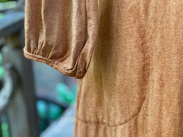 asana ヘンプコットン 厚手 ポケット ロング ワンピース・草木染め