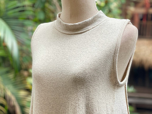 asana ヘンプコットンあったか ノースリーブ ワンピース・きなり