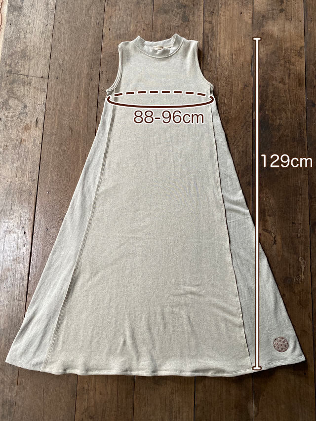 asana ヘンプコットンあったか ノースリーブ ワンピース・きなり