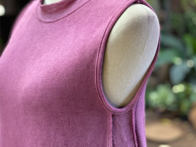 asana ヘンプコットン スウェット あったか ノースリーブ ワンピース・草木染め