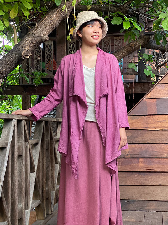 asana HEMP100% テロテロ NEW 麻女カーディガン・草木染め