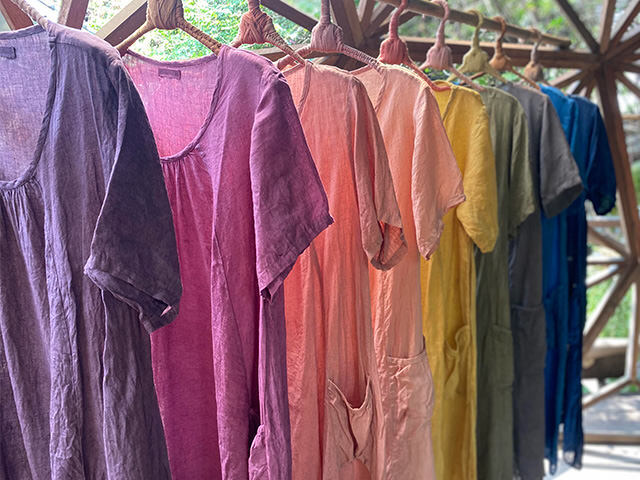 asana HEMP100% ガーゼ ゆったり ポケット ワンピース・草木染め