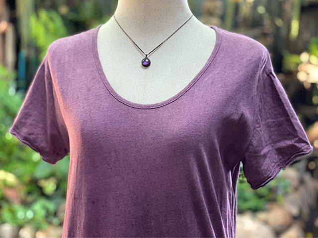 asana ヘンプコットン 薄手 半袖 ロング ワンピース・草木染め