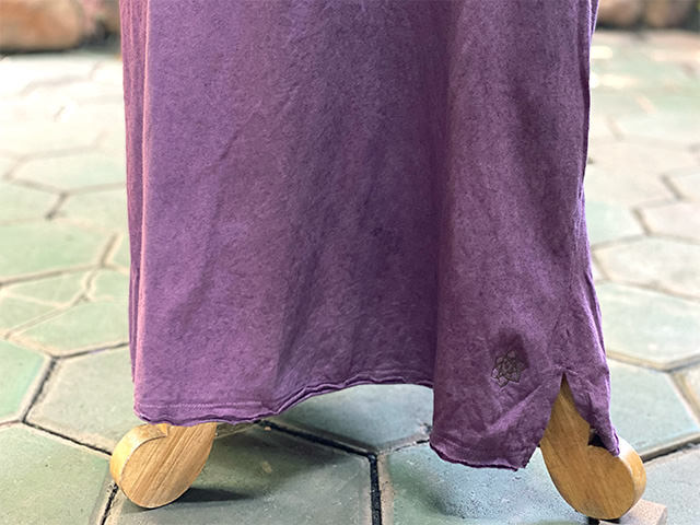 asana ヘンプコットン 薄手 半袖 ロング ワンピース・草木染め