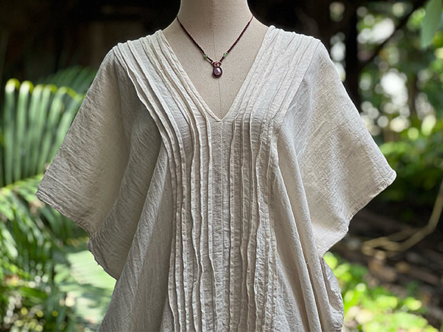 asana HEMP100% ガーゼ シャーリング チュニック・きなり