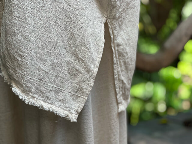 asana HEMP100% ガーゼ シャーリング チュニック・きなり