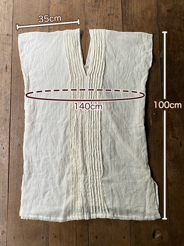 asana HEMP100% ガーゼ シャーリング チュニック・きなり