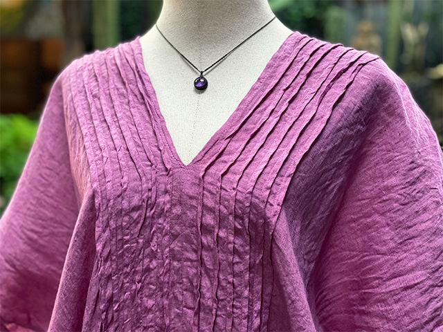 asana HEMP100% ガーゼ シャーリング チュニック・草木染め