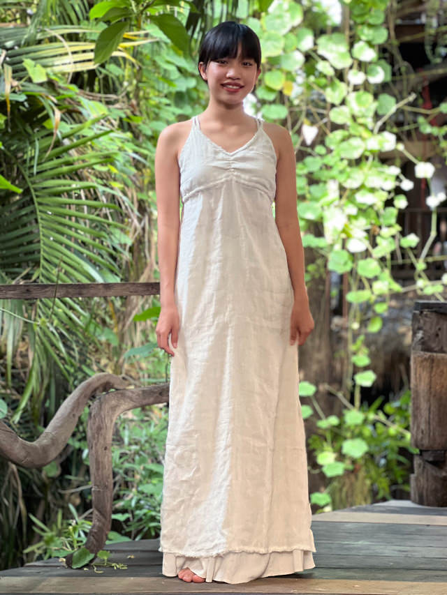 CABBAGES&ROSES リネン 花柄 きなり ワンピース 麻100 loliloli_loli5338