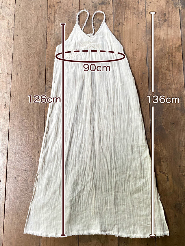 asana 麻100% 切り替え ロング ワンピース・きなり【パヤカ