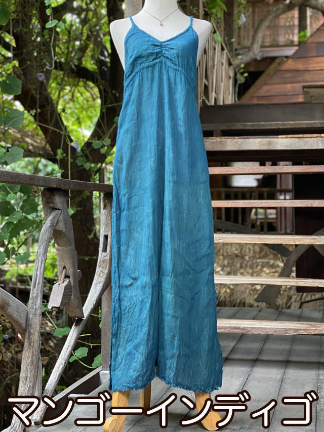 asana 麻100% 切り替え ロング ワンピース・草木染め【パヤカ