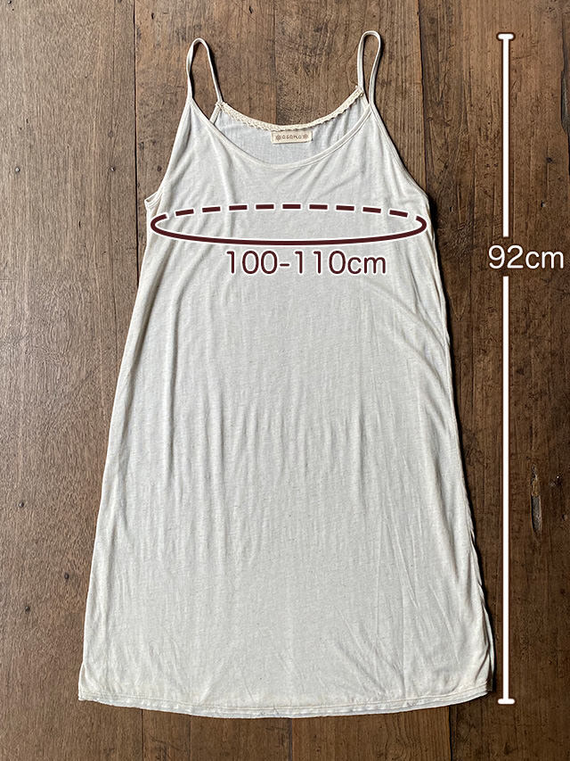 asana ヘンプコットン テロテロ キャミ チュニック・きなり