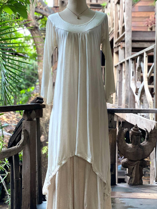 asana ヘンプコットン テロテロ 魔法使い ワンピース・きなり【パヤカ