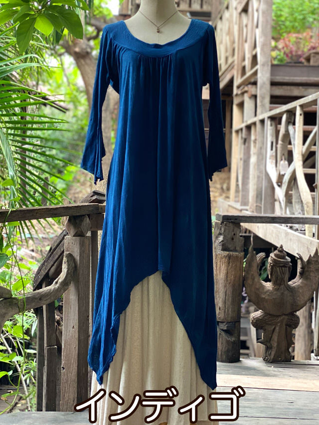 asana ヘンプコットン テロテロ 魔法使い ワンピース・草木染め