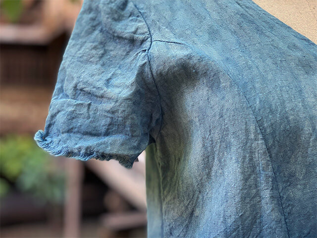 asana HEMP100% 切り替え カシュクール ロングワンピース・草木染めグラデーション