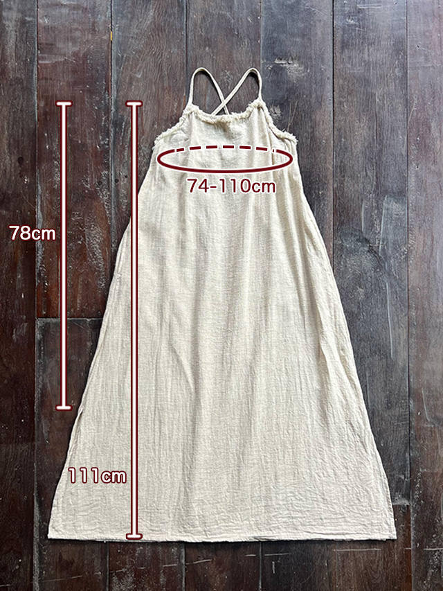 asana HEMP100% 厚手 ロング キャミ ワンピース・きなり