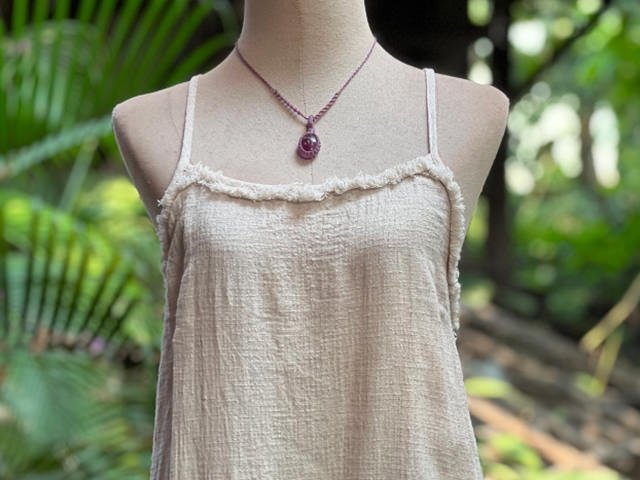 asana ヘンプコットン 厚手 ロング キャミ ワンピース・きなり