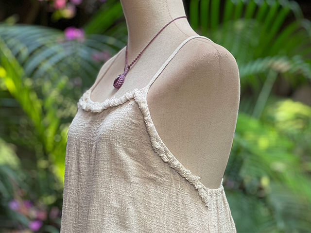 asana ヘンプコットン 厚手 ロング キャミ ワンピース・きなり