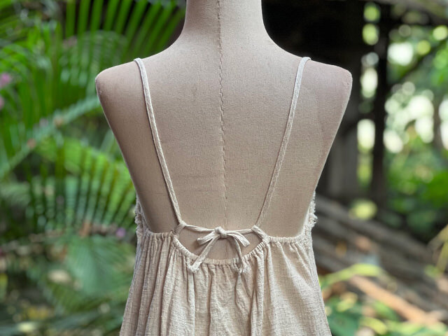 asana ヘンプコットン 厚手 ロング キャミ ワンピース・きなり