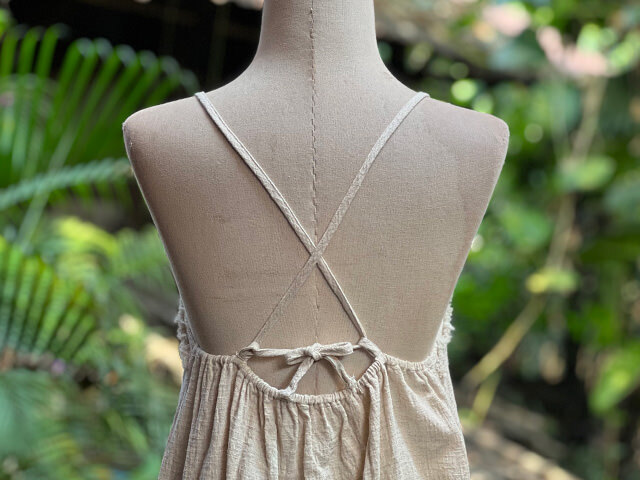 asana ヘンプコットン 厚手 ロング キャミ ワンピース・きなり