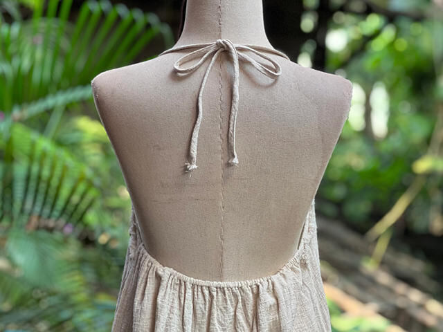 asana ヘンプコットン 厚手 ロング キャミ ワンピース・きなり