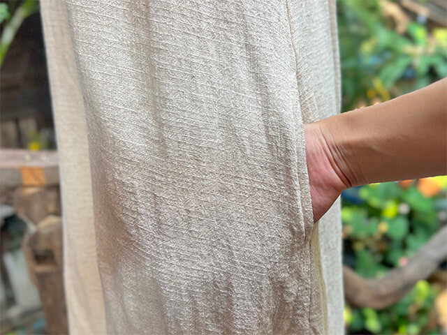 asana ヘンプコットン 厚手 ロング キャミ ワンピース・きなり