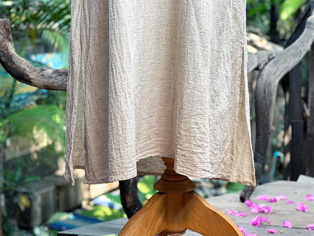asana ヘンプコットン 厚手 ロング キャミ ワンピース・きなり