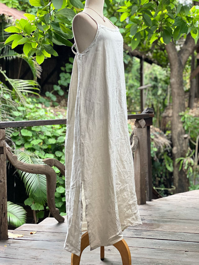 asana HEMP100% 厚手 NEW エプロン ワンピース・きなり【パヤカ