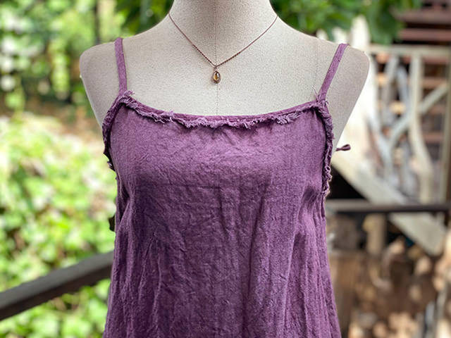 asana HEMP100% 厚手 ロング キャミ ワンピース・草木染め