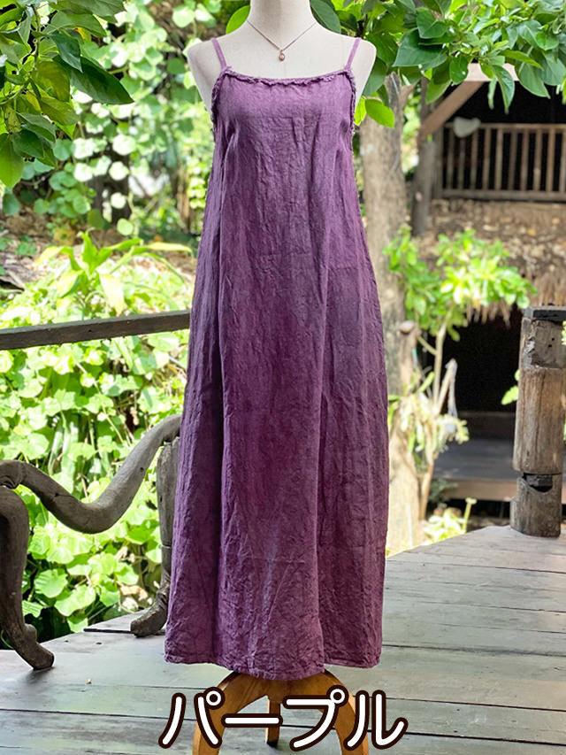 asana HEMP100% 厚手 NEW エプロン ワンピース・草木染め