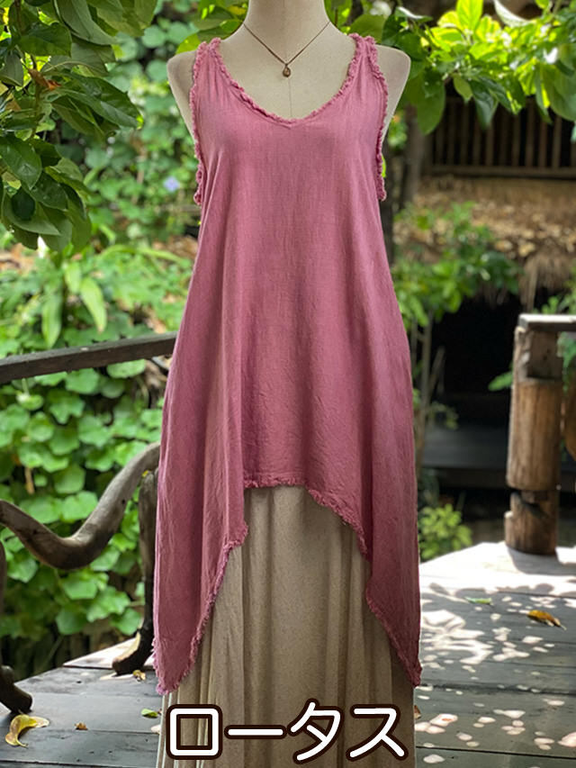 asana HEMP100% テロテロ ノースリーブ チュニック・草木染め【パヤカ