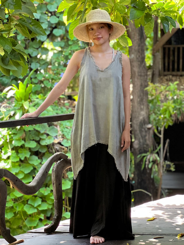 asana HEMP100% テロテロ ノースリーブ チュニック・草木染め【パヤカ