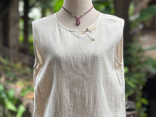 asana HEMP100% サイドスリット ワンピース・きなり