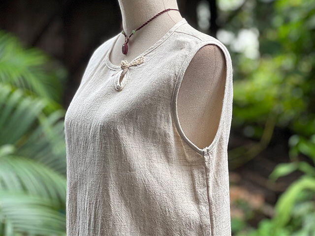 asana HEMP100% サイドスリット ワンピース・きなり