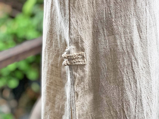 asana HEMP100% サイドスリット ワンピース・きなり