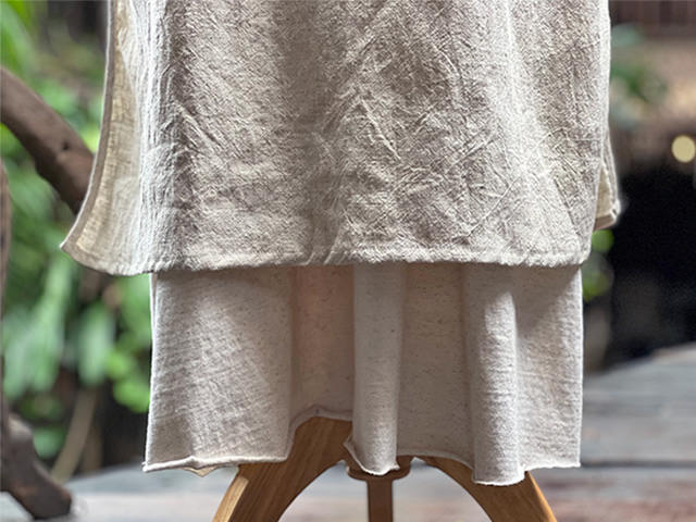 asana HEMP100% サイドスリット ワンピース・きなり