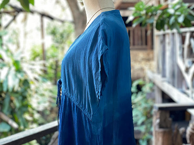 asana HEMP100% 縄文ワンピース・インディゴグラデーション草木染め