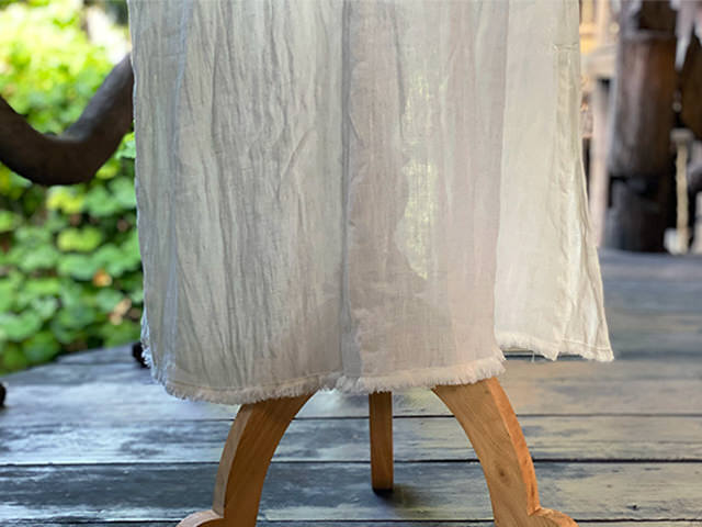 asana HEMP100% ガーゼ 切り替え ロング ワンピース・きなり