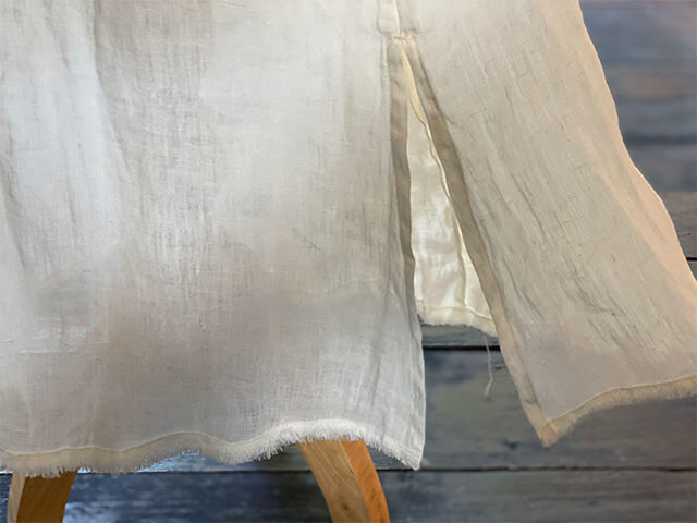 asana HEMP100% ガーゼ 切り替え ロング ワンピース・きなり