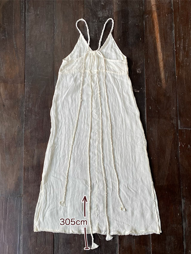 asana HEMP100% ガーゼ 切り替え ロング ワンピース・きなり