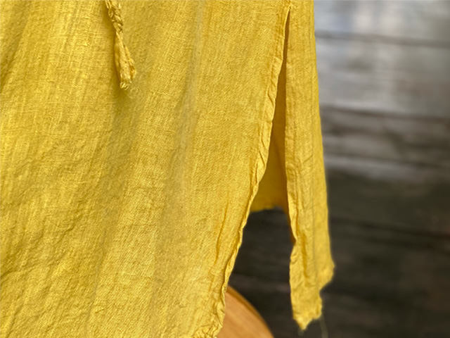 asana HEMP100% ガーゼ 切り替え ロング ワンピース・草木染め