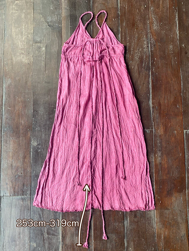 asana HEMP100% ガーゼ 切り替え ロング ワンピース・きなり