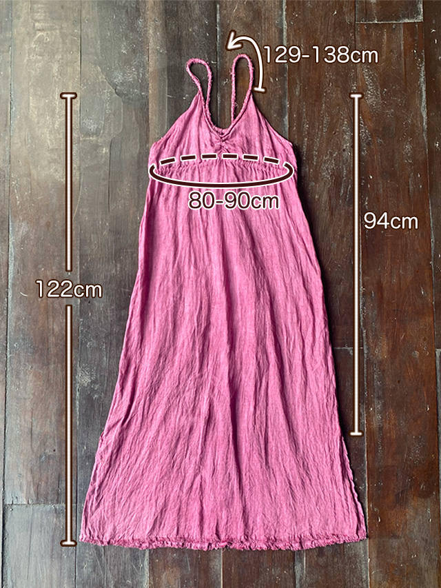 asana HEMP100% ガーゼ 切り替え ロング ワンピース・きなり