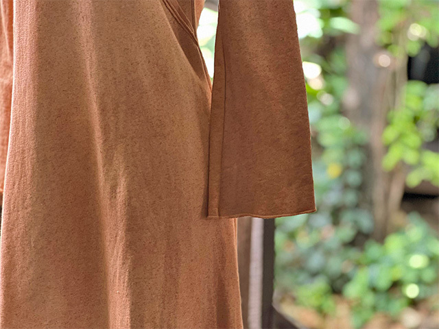asana ヘンプコットン ふかふか カシュクール風 ロング ワンピース・草木染め