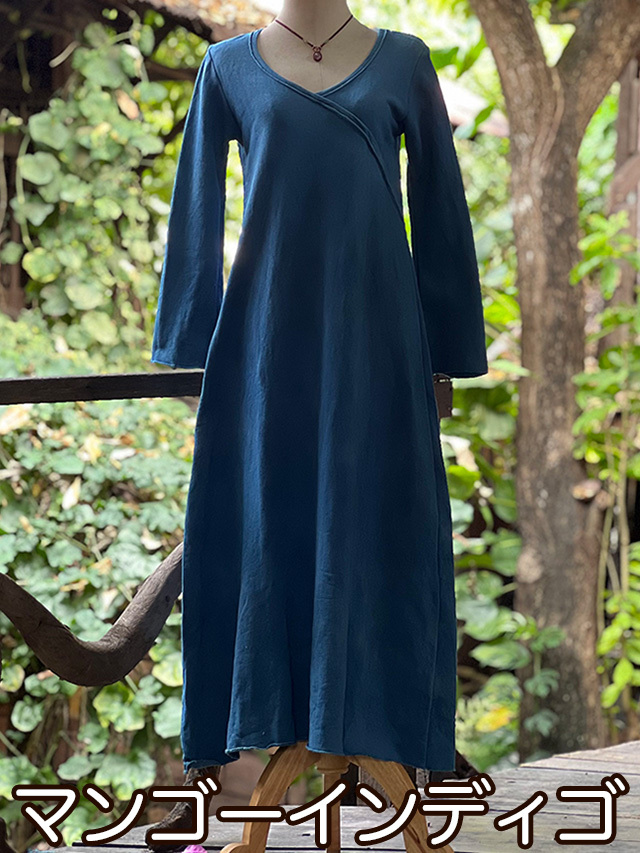 asana ヘンプコットン ふかふか カシュクール風 ロング ワンピース