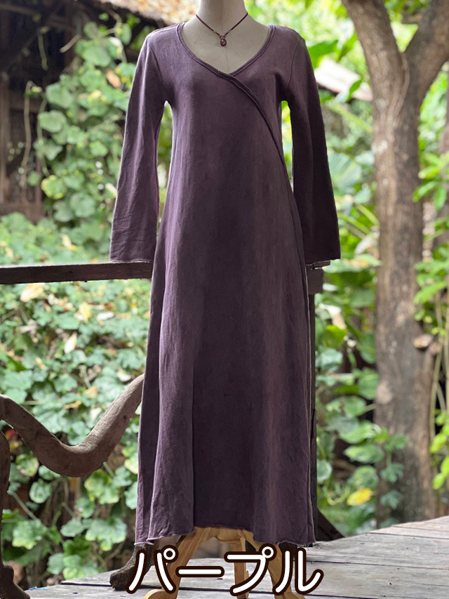 【✨極美品✨】パヤカ asana◎ヘンプコットンヴィーナス ワンピース 草木染め asana ヘンプコットン ふかふか カシュクール風 ロング