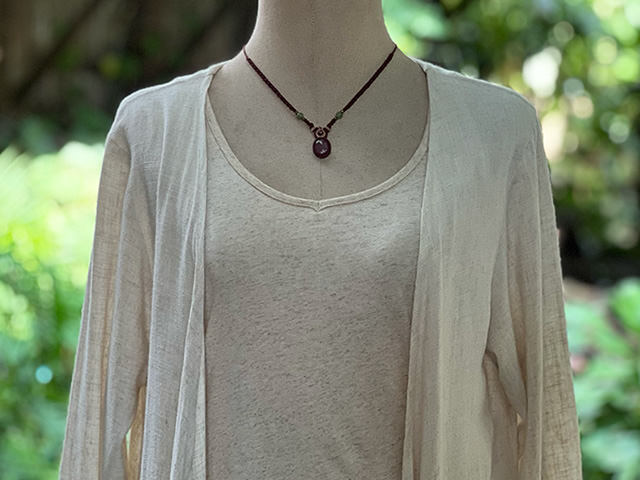 asana HEMP100% テロテロ フリンジ ロング カーディガン・きなり