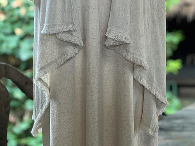 asana HEMP100% テロテロ フリンジ ロング カーディガン・きなり