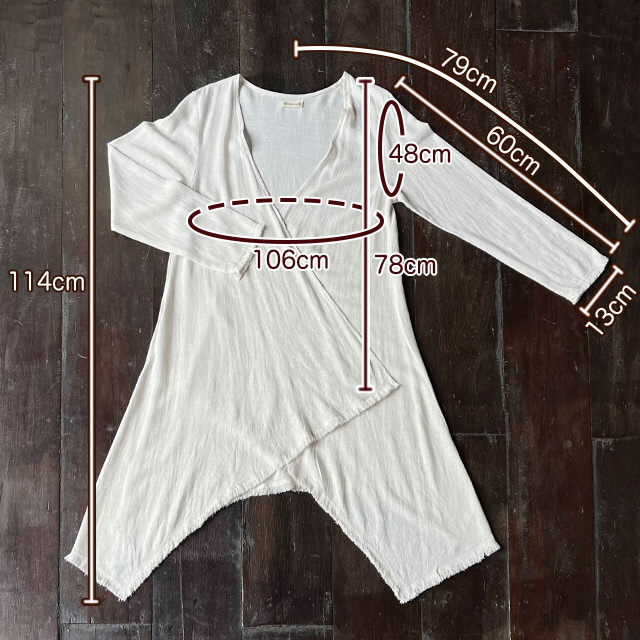 asana HEMP100% テロテロ フリンジ ロング カーディガン・きなり
