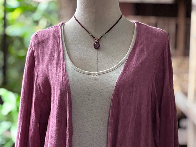 asana HEMP100% テロテロ フリンジ ロング カーディガン・草木染め